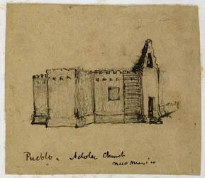 Pueblo, Église en adobe, Nouveau-Mexique
